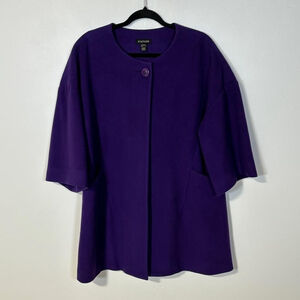 J.Michaels Purple Cashmere Wool Blend Cape Sleeve Coat Women's Size 12 Button